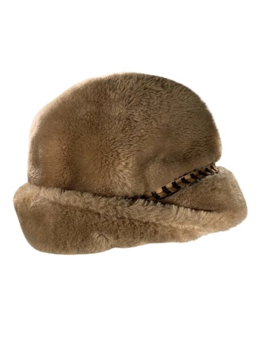 Stetson Accessories - Vtg Stetson Faux Fur Fedora Winter Hat Russian Style Feather Banded Tan Brown